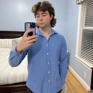 Perry Ellis Men’s Size XL Blue Long Sleeve Button Up Collared Shirt